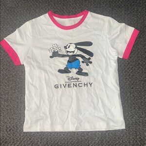 Givenchy White T-Shirt with Pink and Blue Accents